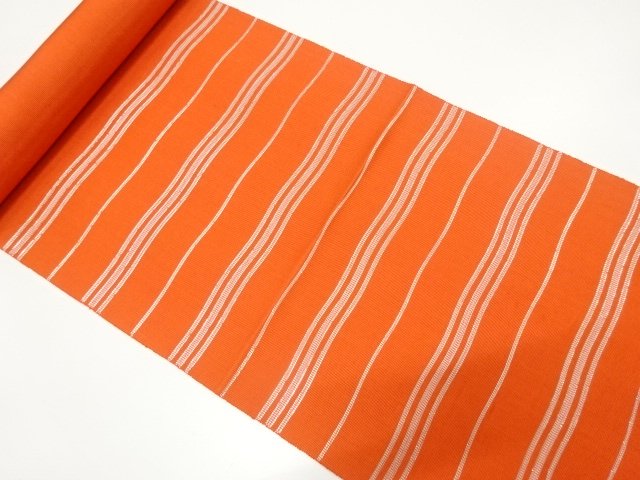 JAPANESE KIMONO / ANTIQUE BOLT FOR HASSUN OBI / WOVEN WAVY STRIPE